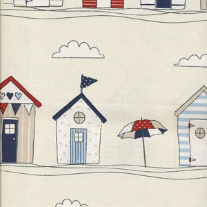 Beach Huts Blue Fabric Fryetts