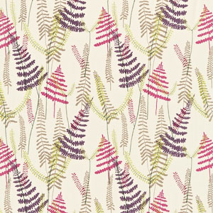 Athyrium Plum Fushcia Linen and Lime 133531 Fabric Scion Living