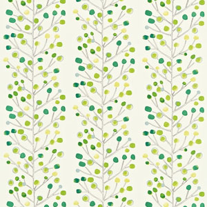 Berry Tree Emerald Lime and Chalk 120929 Fabric Scion Living