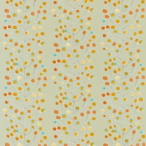 Berry Tree Neutral Tangerine Powder Blue and Lemon 120924 Fabric Scion Living