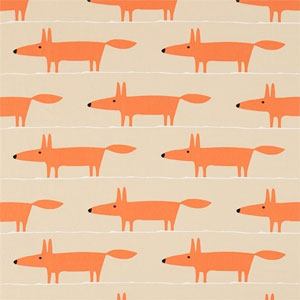 Mr Fox Applique Tangerine Linen 131655 Fabric Scion Living