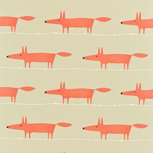 Mr Fox Neutral and Paprika 120922 Fabric Scion Living