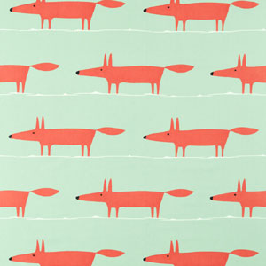 Mr Fox Sage Poppy 121027 Fabric Scion Living