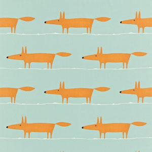 Mr Fox Sky Tangerine and Chalk 120927 Fabric Scion Living